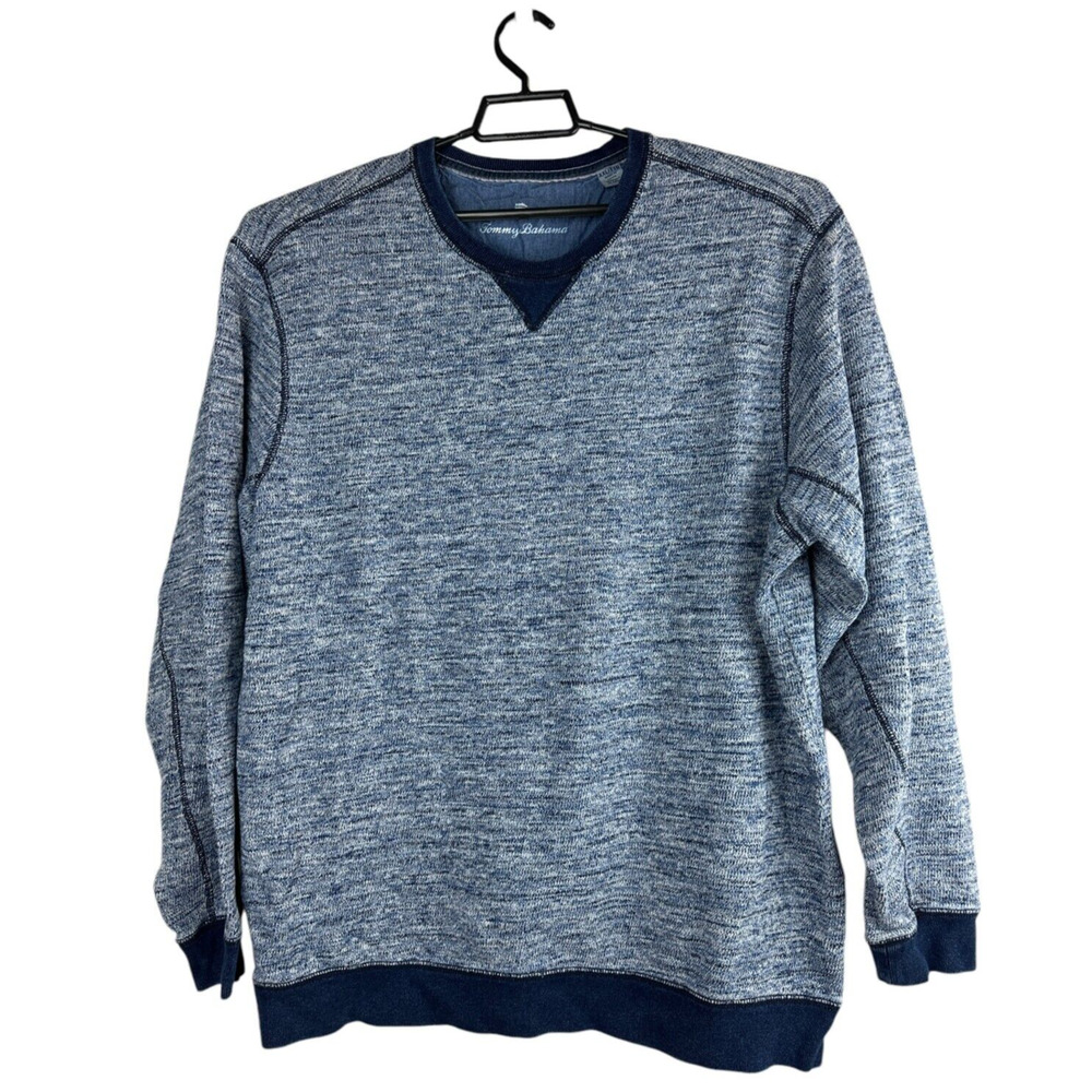 Tommy Bahama Crew Neck Sweatshirt Style Sporty Marled Indigo Sky Blue Men's XXL - Picture 2 of 7